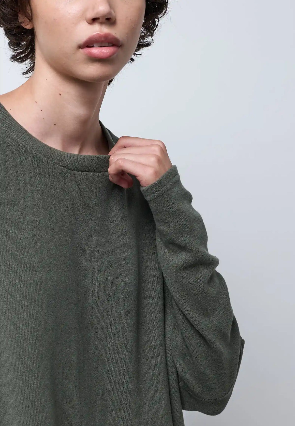 Maglia svasata girocollo in caldo cotone — FOREST