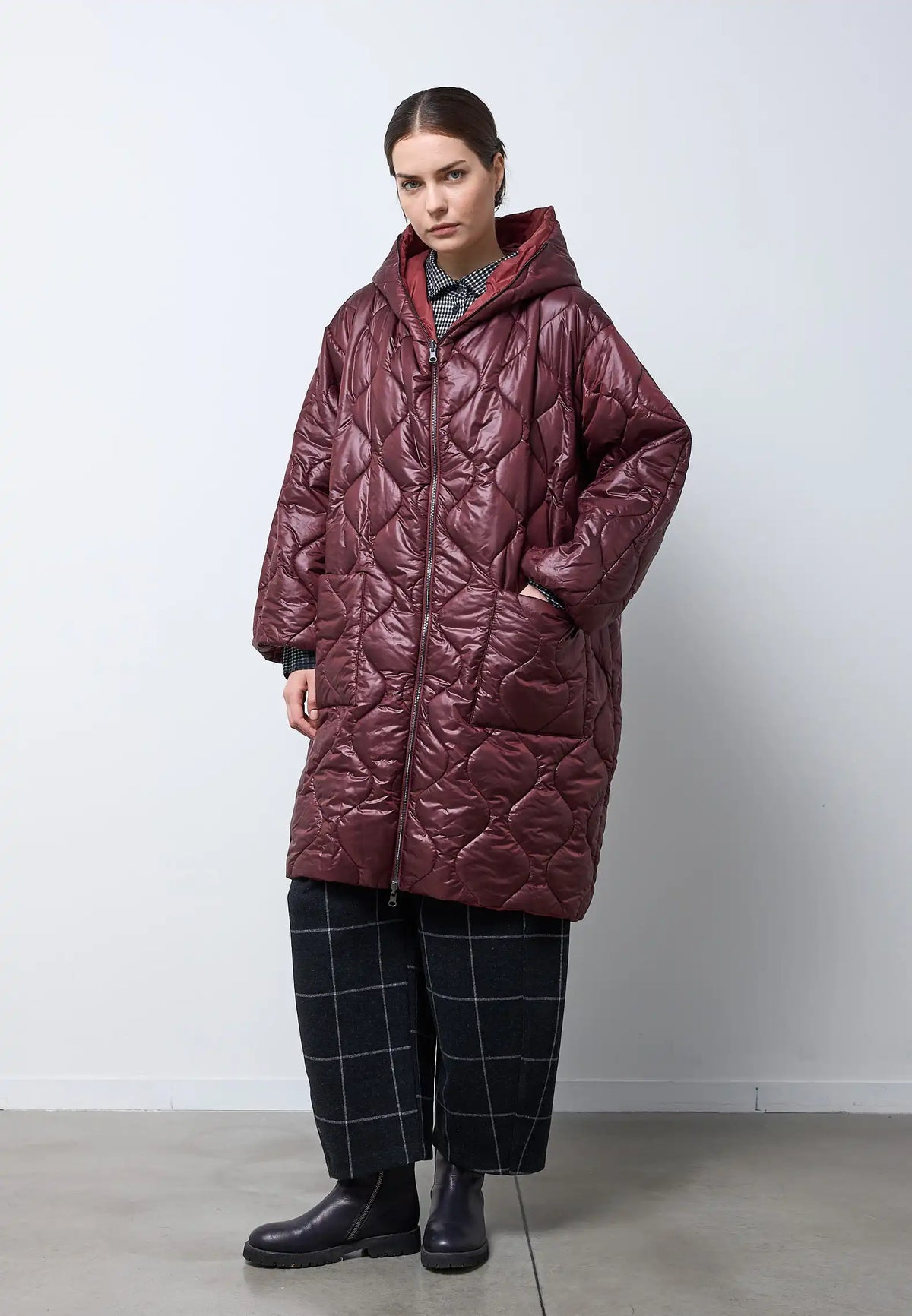 Cappotto imbottito trapunta cipolla con zip — ROSSO