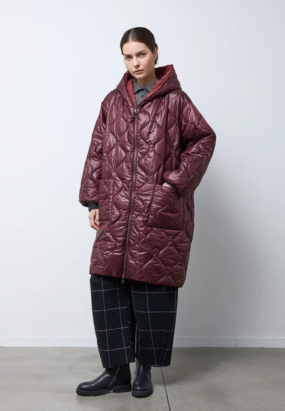 Cappotto imbottito trapunta cipolla con zip — ROSSO