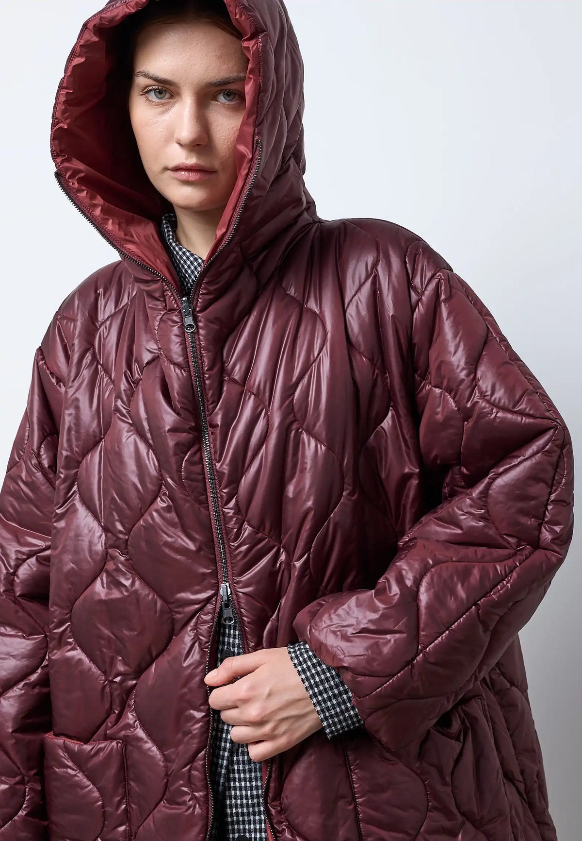 Cappotto imbottito trapunta cipolla con zip — ROSSO