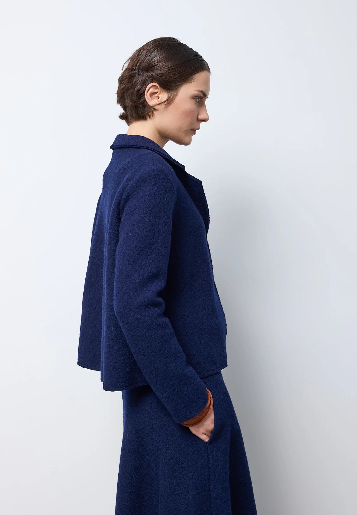 Giacca lana cotta con ricamo — NAVY