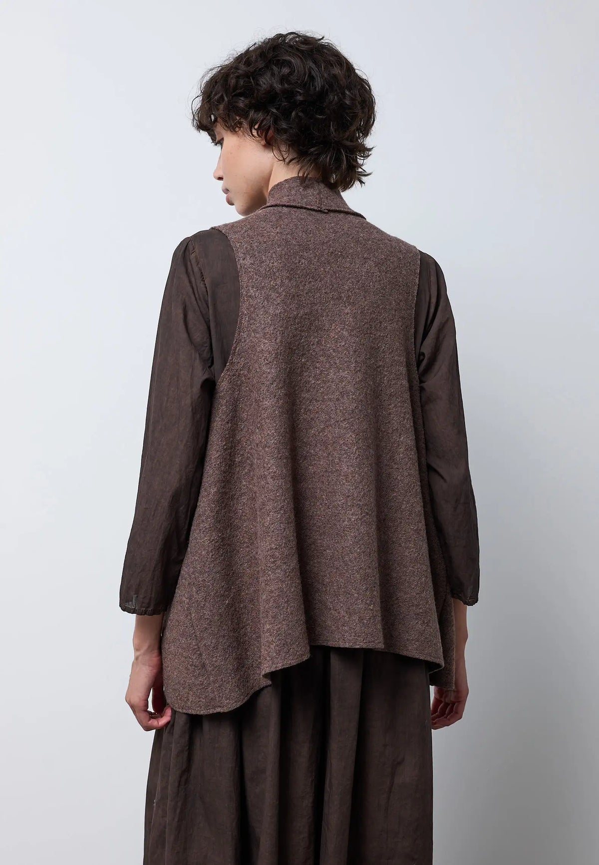 Gilet lana cotta con ricamo — TABACCO