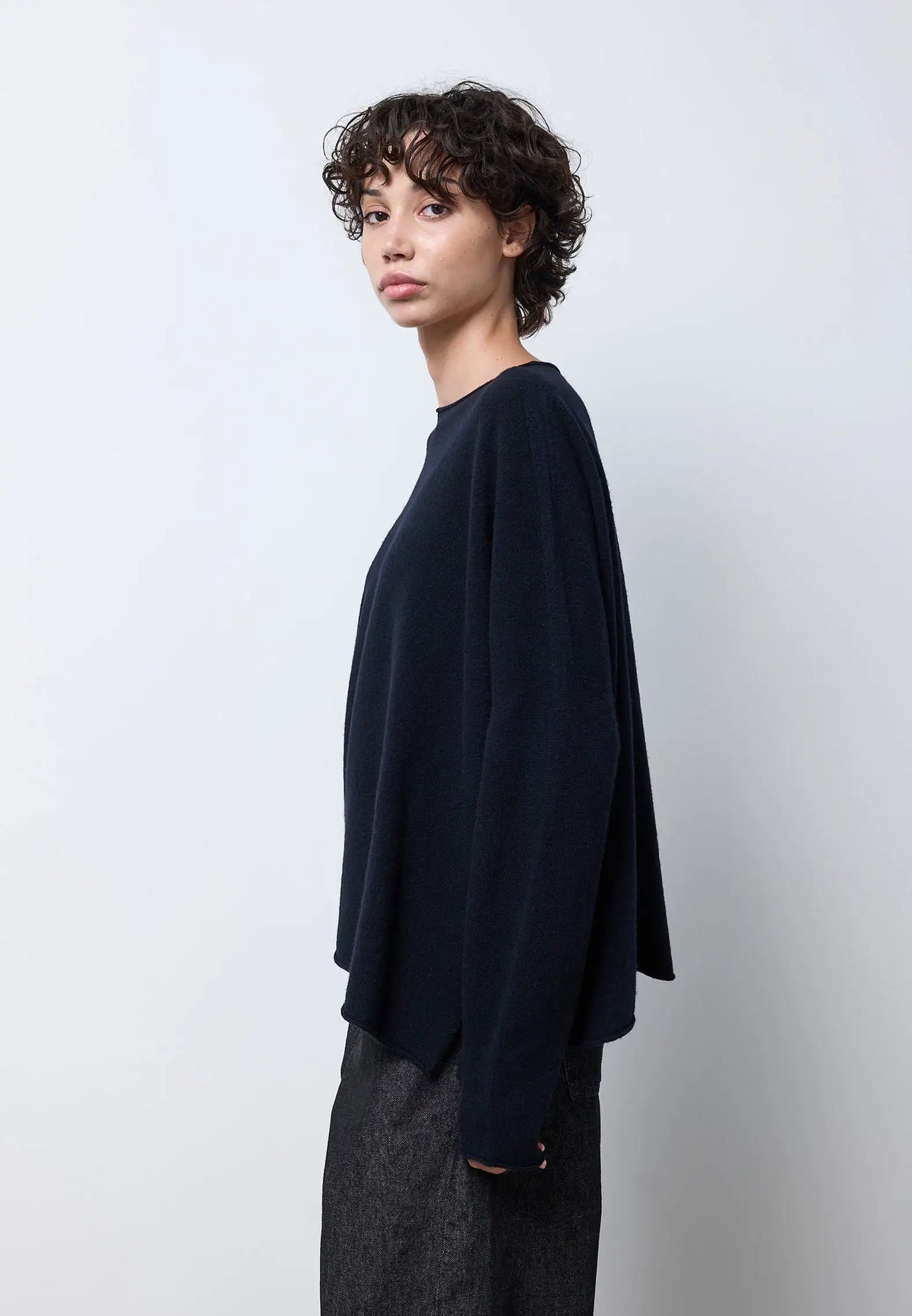 Maglia scollo barca merinos — NERO