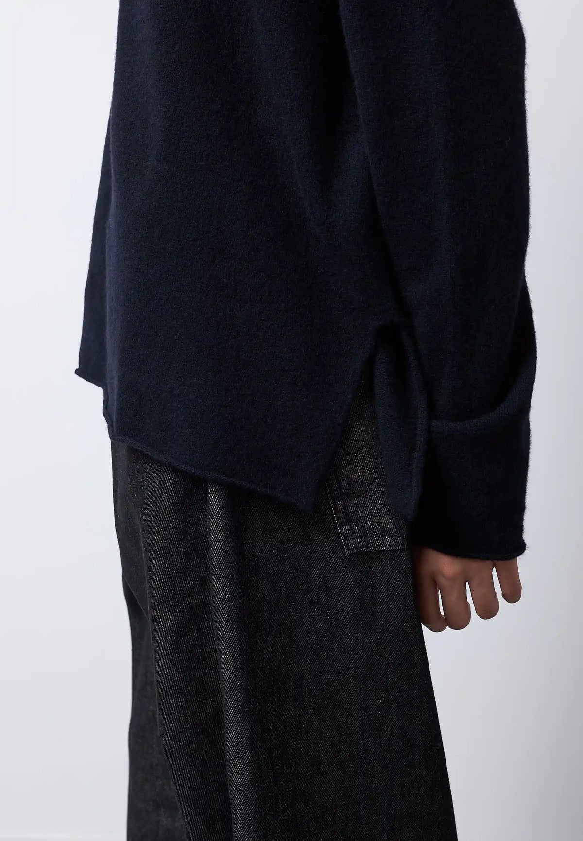Maglia scollo barca merinos — NERO