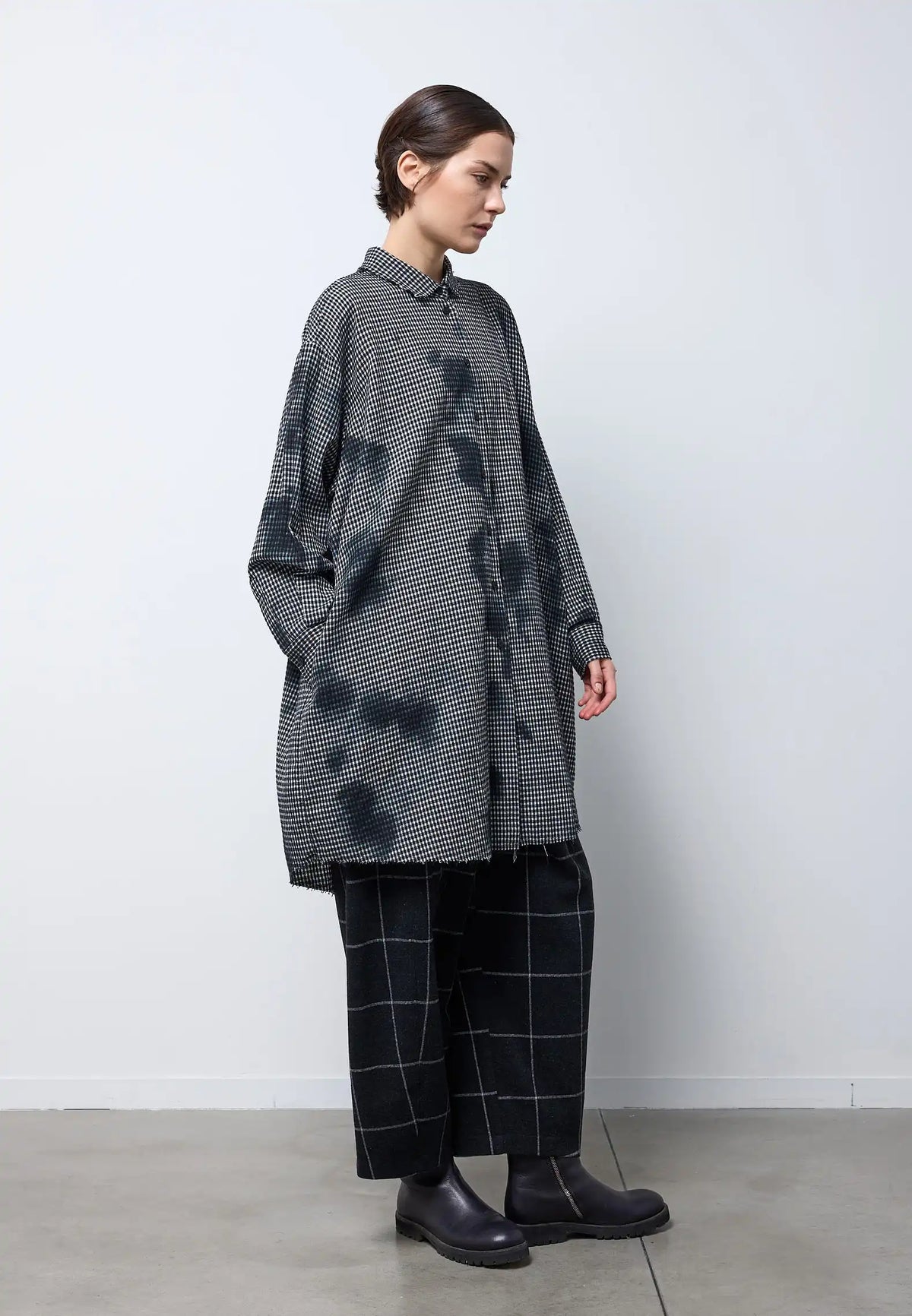 Camicia lunga over manica lunga — NERO