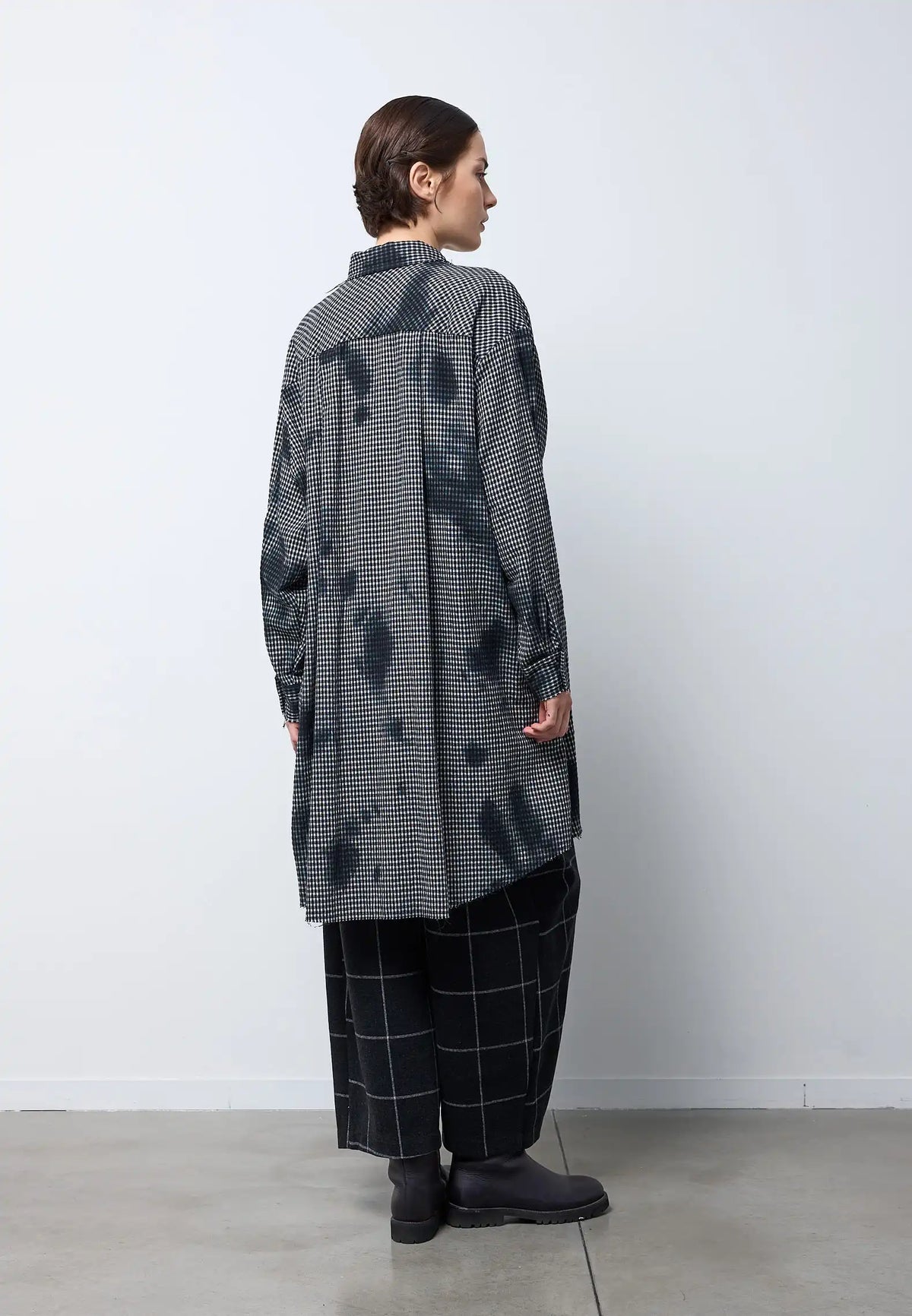 Camicia lunga over manica lunga — NERO
