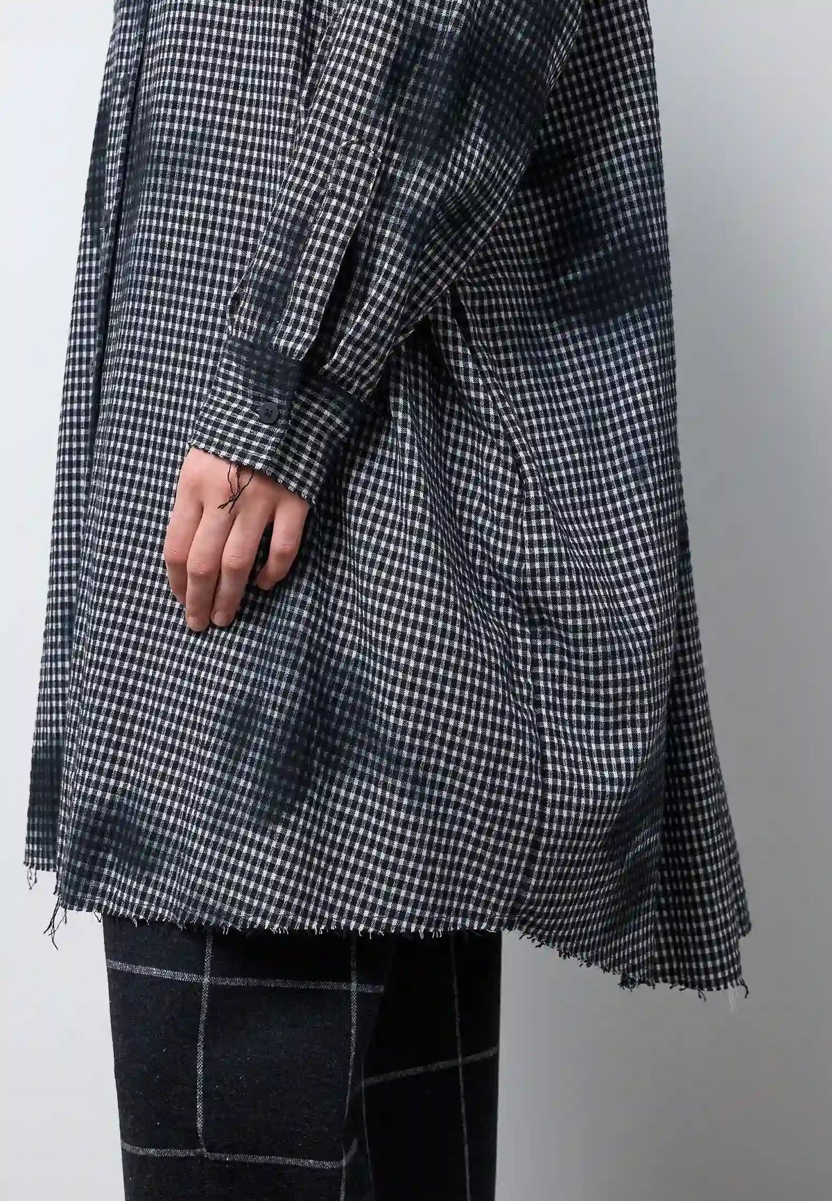 Camicia lunga over manica lunga — NERO
