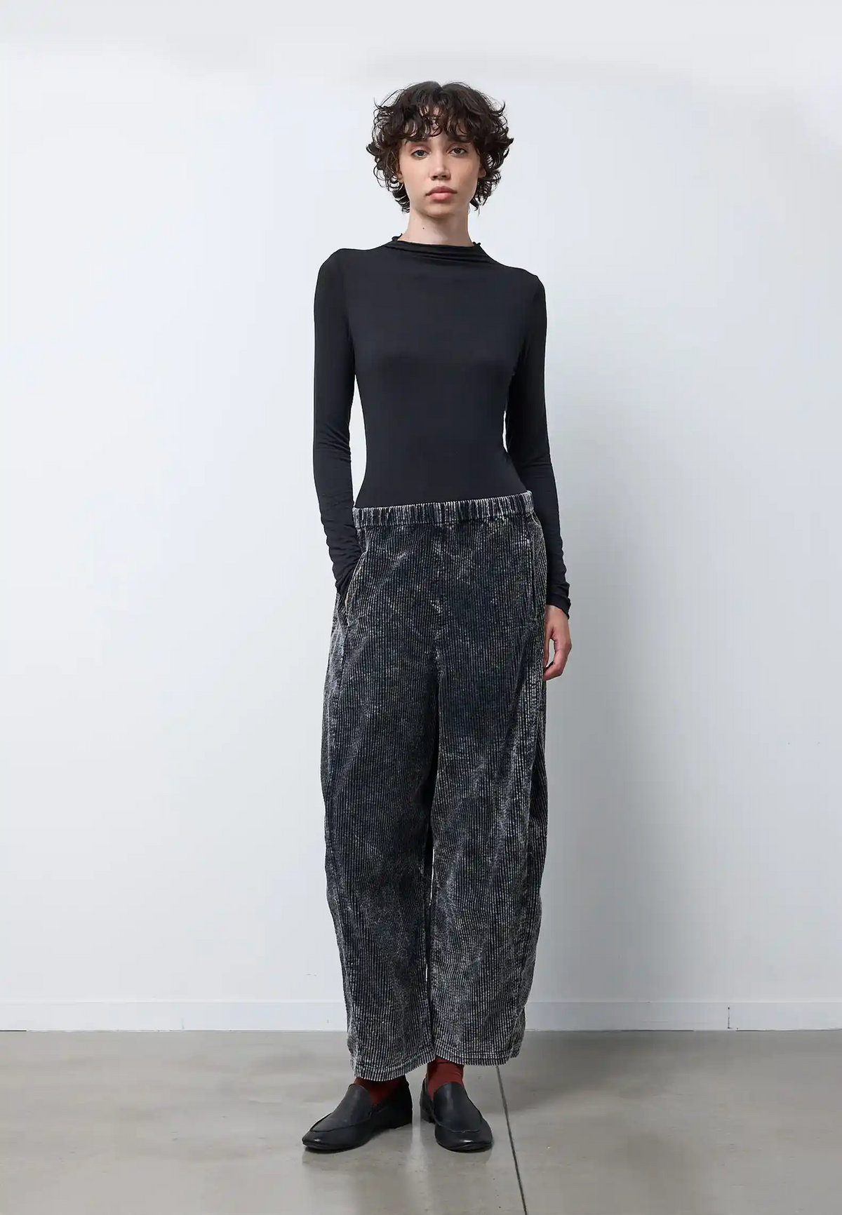 Pantalone con elastico in vita e gamba ampia denim — INOX