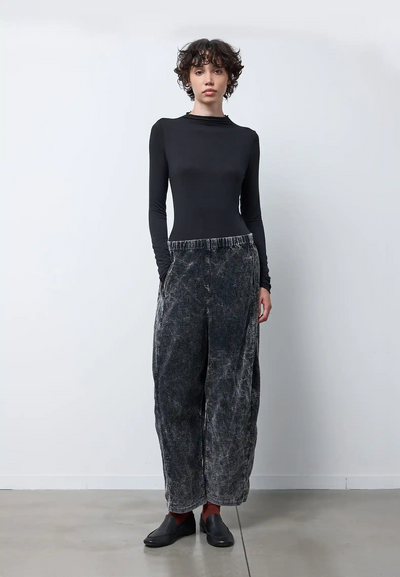 Pantalone con elastico in vita e gamba ampia denim — INOX