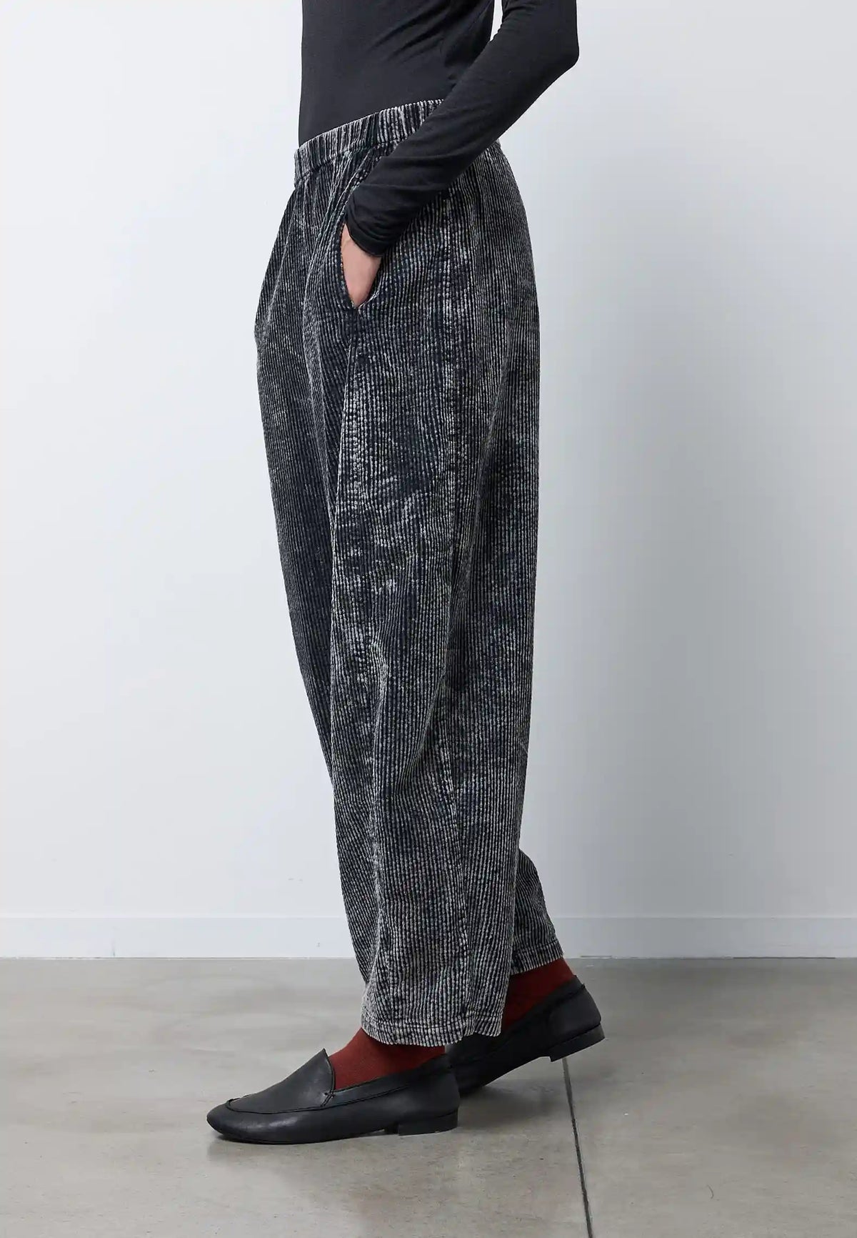 Pantalone con elastico in vita e gamba ampia denim — INOX