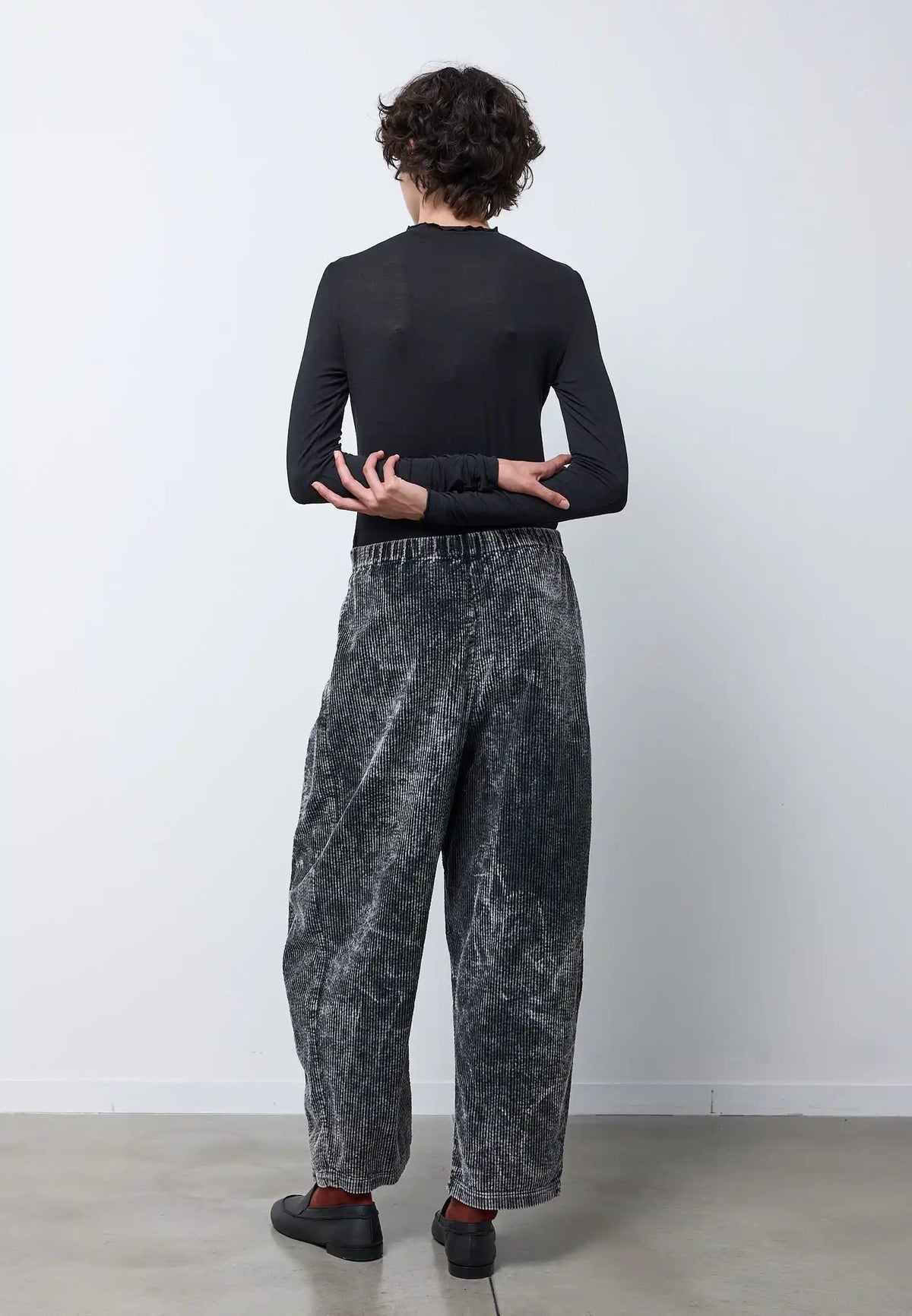 Pantalone con elastico in vita e gamba ampia denim — INOX