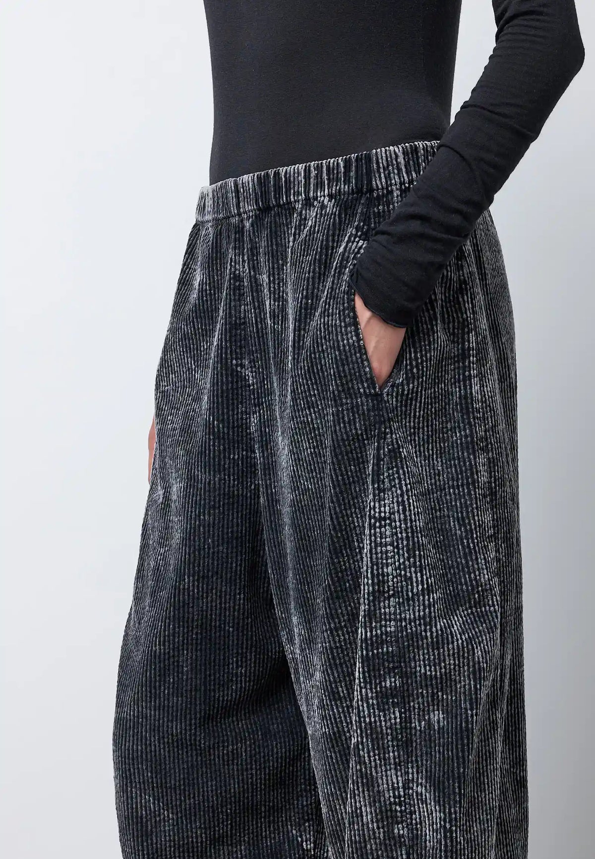 Pantalone con elastico in vita e gamba ampia denim — INOX