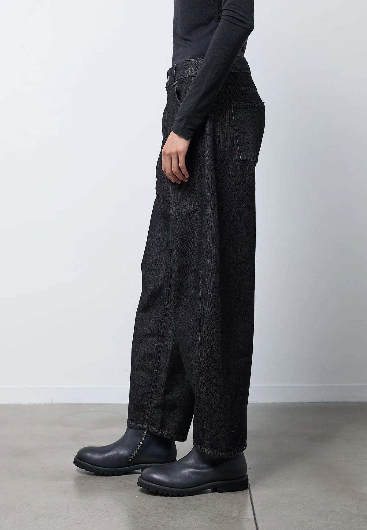 Pantalone denim barrel — NERO