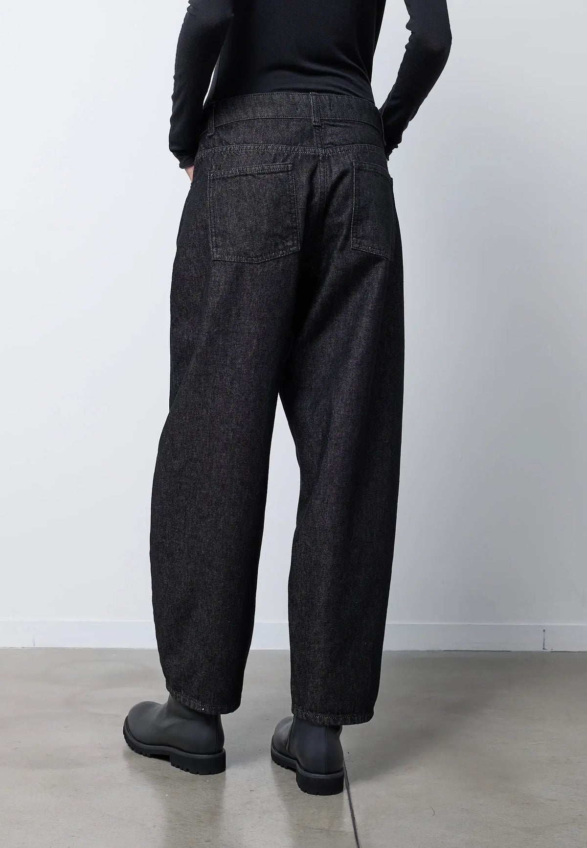 Pantalone denim barrel — NERO