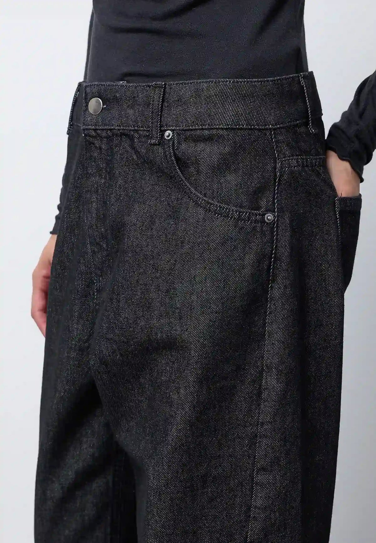 Pantalone denim barrel — NERO
