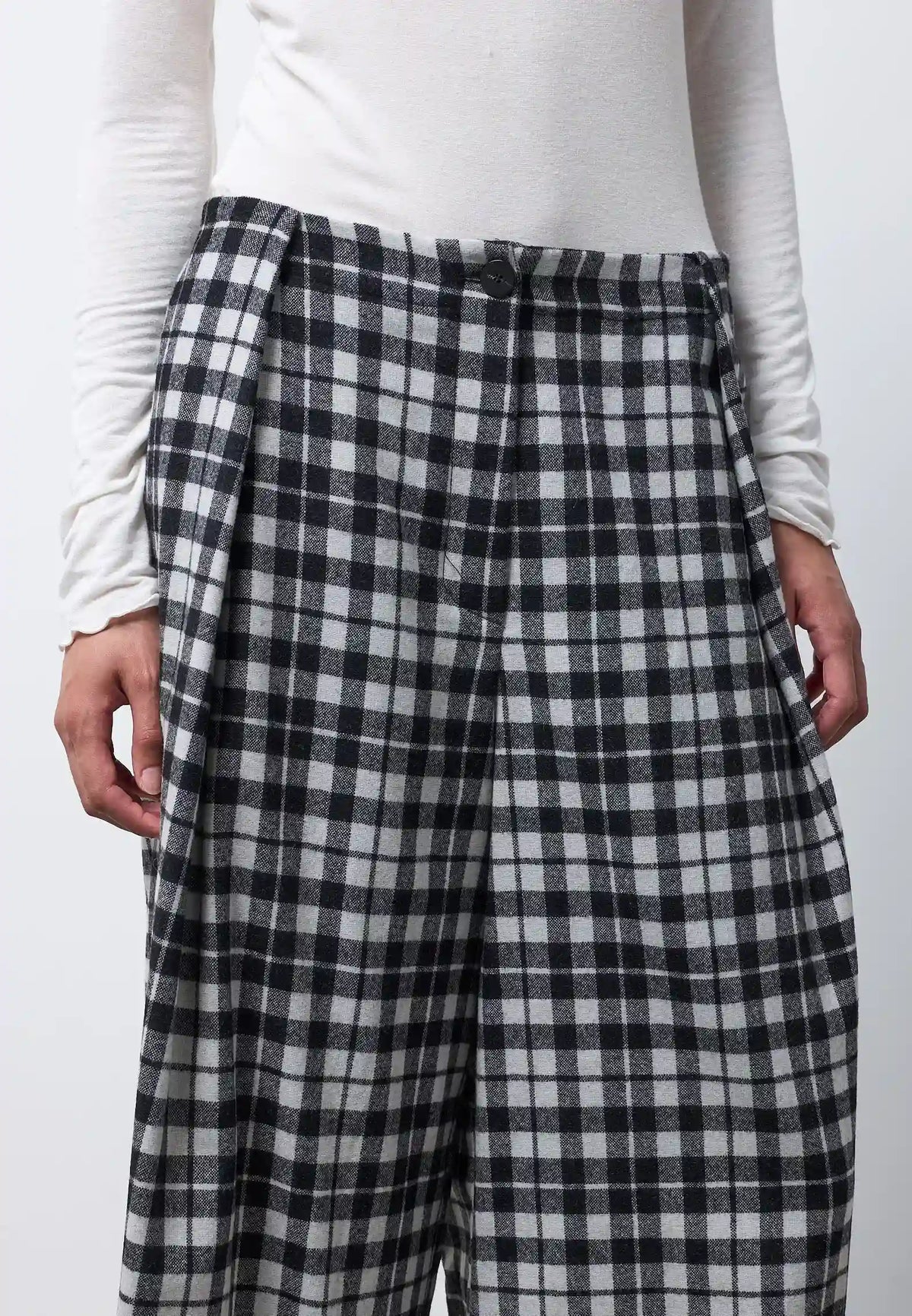 Pantalone barrel con pieghe — IVORY