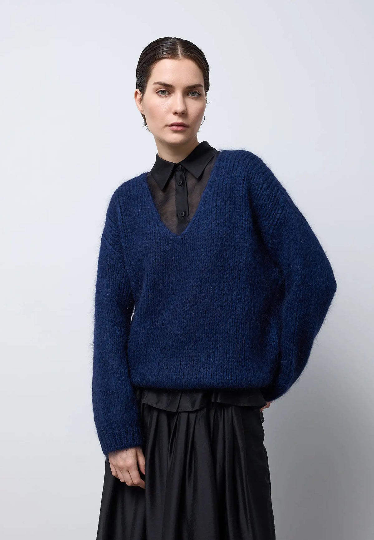 Maglia scollo cuore — BLU