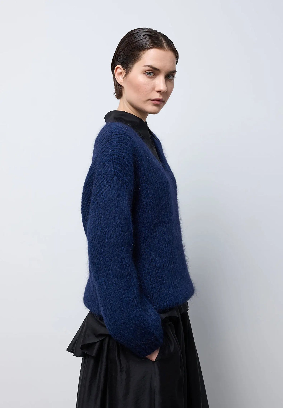 Maglia scollo cuore — BLU