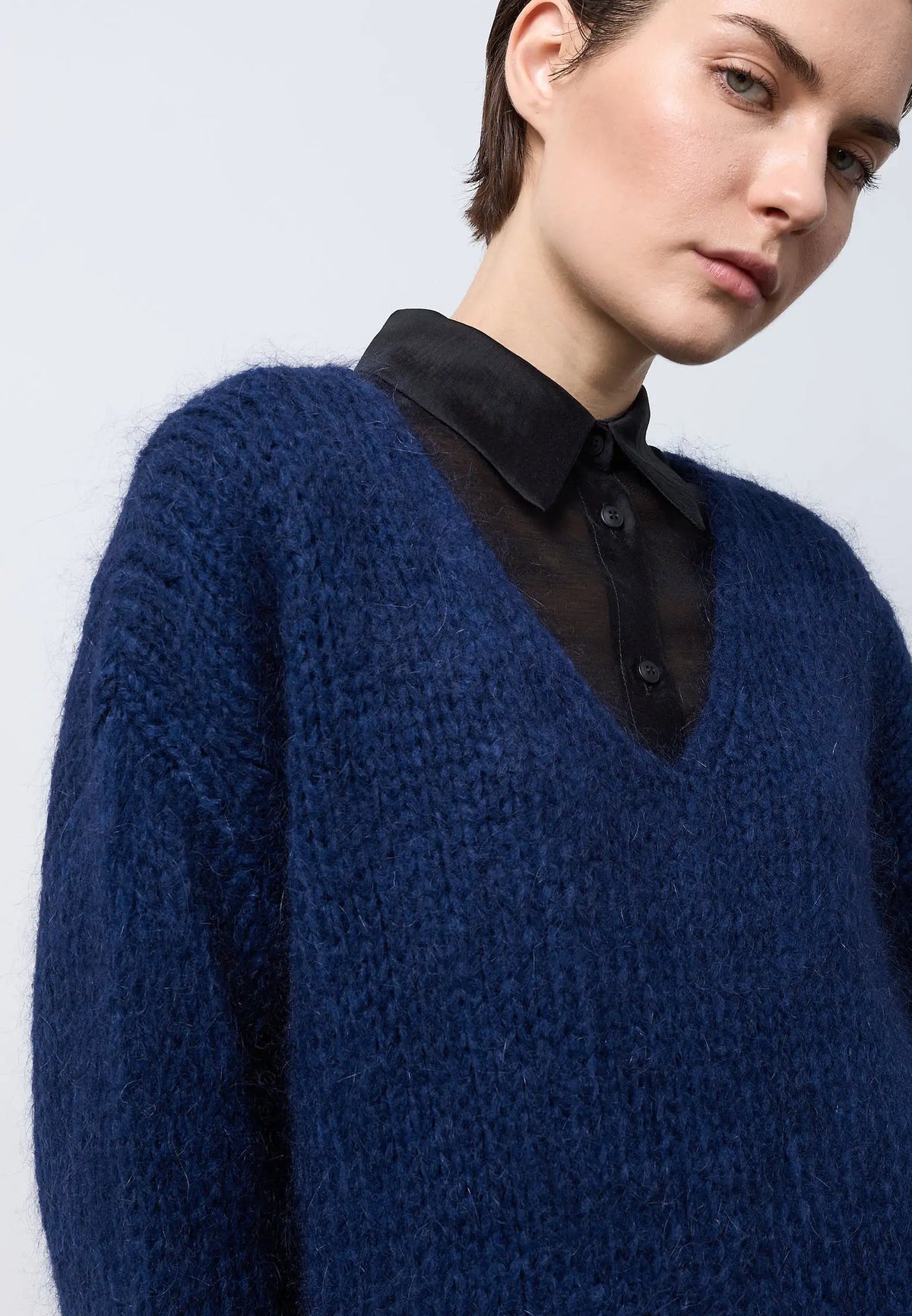 Maglia scollo cuore — BLU
