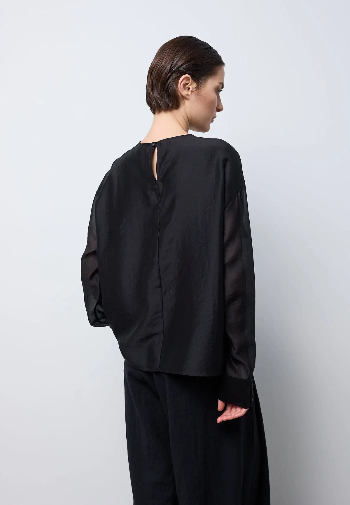 Camicia drappeggio davanti — NERO