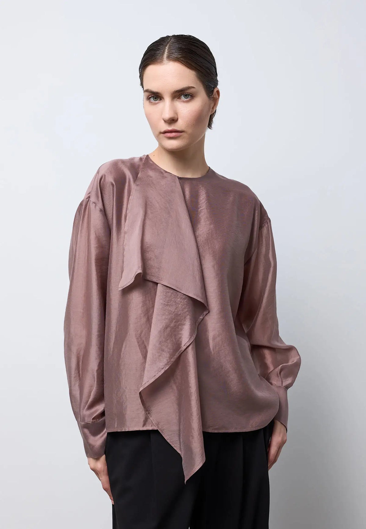 Camicia drappeggio davanti — MAUVE