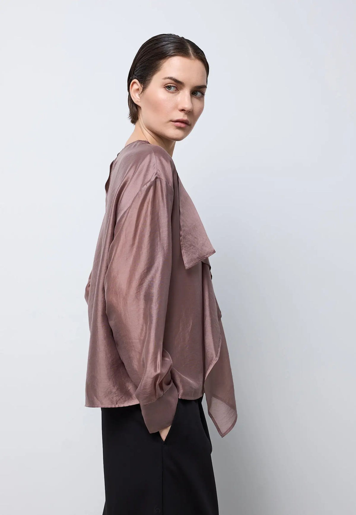 Camicia drappeggio davanti — MAUVE