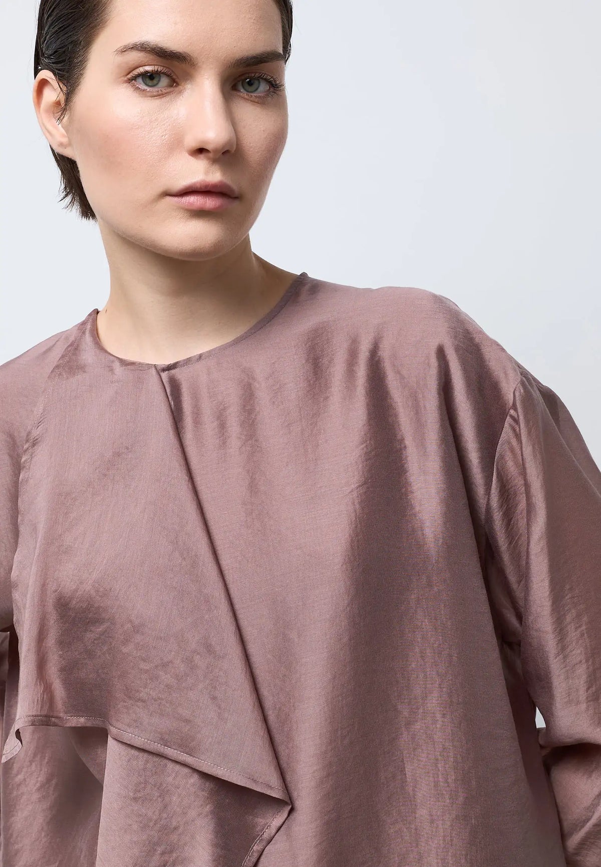 Camicia drappeggio davanti — MAUVE