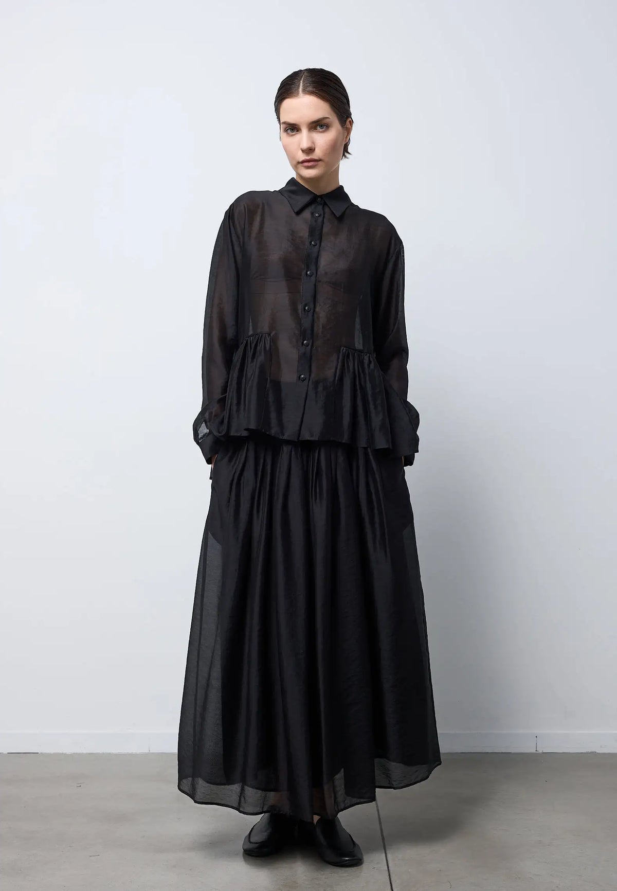 Camicia balze laterali — NERO