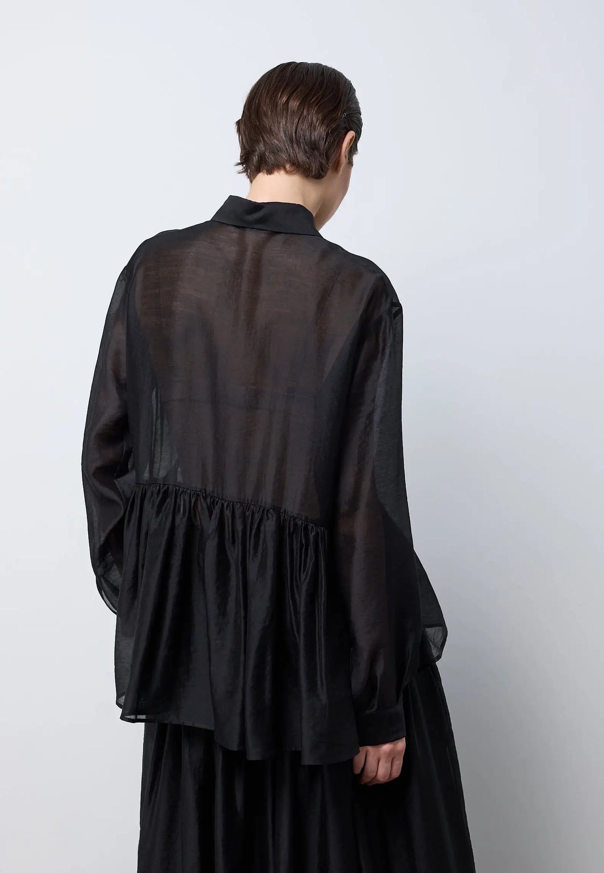 Camicia balze laterali — NERO