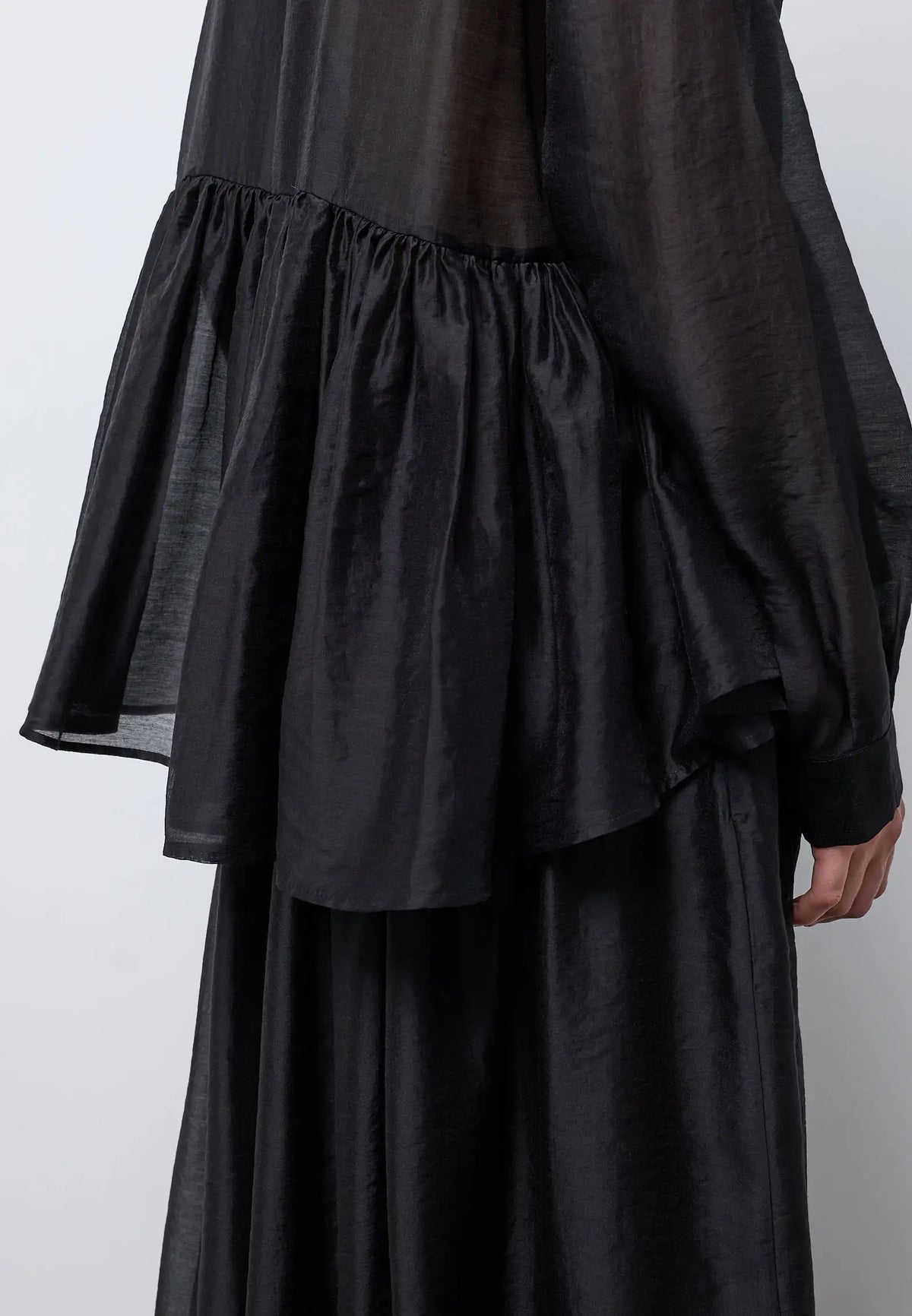 Camicia balze laterali — NERO